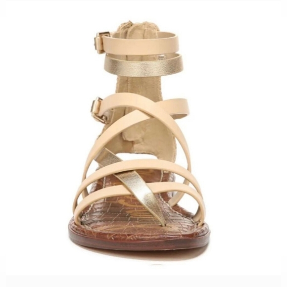 Sam Edelman Women's Gibbs Metalic leather Neutral Strappy‎ Sandals Size 6.5 M - Picture 3 of 10